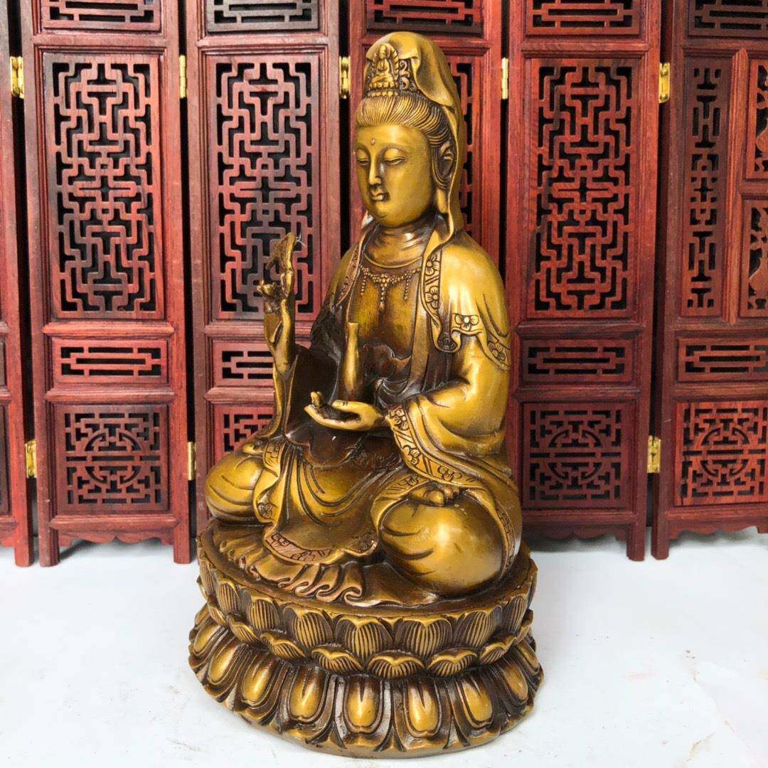 厂黄铜观音摆件工仿古铜器柳NOW枝瓶坐莲净花观音菩萨家居家艺品