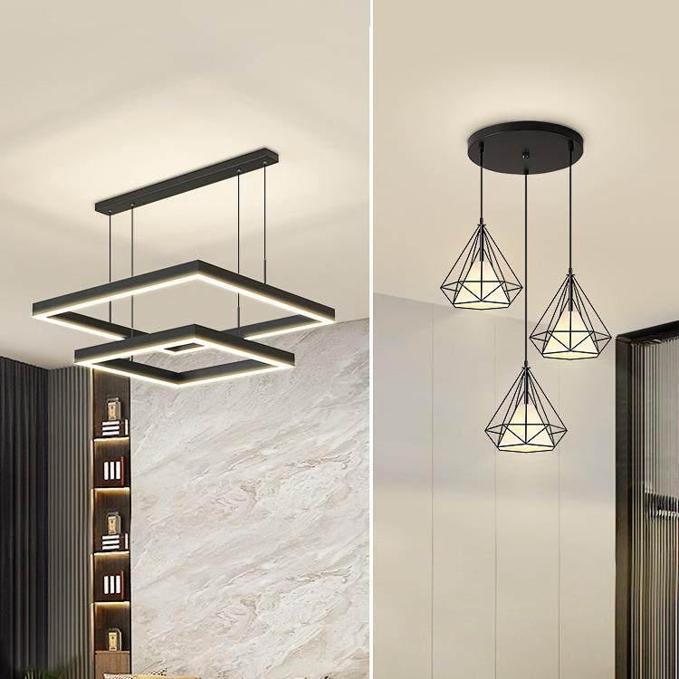 北欧客厅吊灯大厅灯餐厅主卧室家用吸顶灯具大全三圈方框简约现代