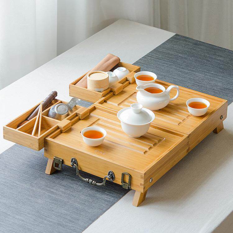 百科BYK怡风旅行茶具功夫套装旅行便携户外茶桌陶瓷盖碗茶杯套装