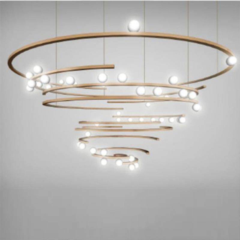 现代简约客厅玻璃圈吊灯北欧楼梯间个性售楼处样板间设计师吊灯