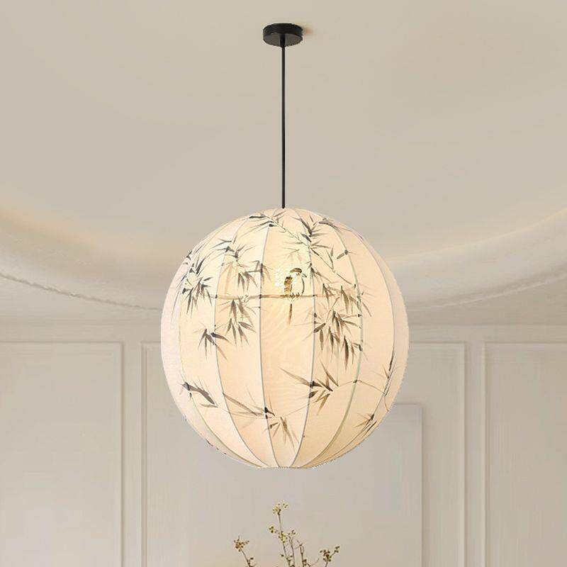 复古禅意新中式餐厅灯民宿茶室吧台布艺灯笼吊灯仿古卧室书房主灯