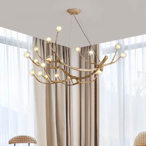 北欧复古仿真树枝吊灯酒店大堂民宿客栈餐厅LED树杈灯具 客厅吊灯