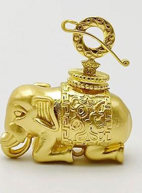 黄铜鎏金工艺峨眉山六牙象吊坠铜象工艺品摆件浮雕六牙大白象挂件