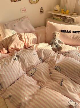 20件25款水洗棉简约K猫四件磨套系YXAT列加厚毛学生宿舍三套柔软