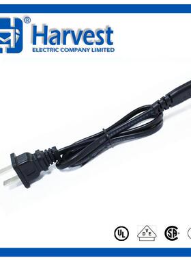 harvest国标两插带八字尾CCC国C认证60227I503E5中2电线两芯插头