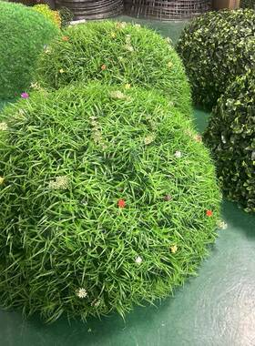 户外绿植空井盖仿遮挡饰品心真绿61714植大秧苗装带花草球装饰米