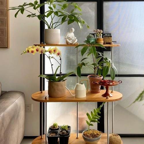 实木花架物架落地式客家厅花架子收纳未知阳台多层用花盆架子置可