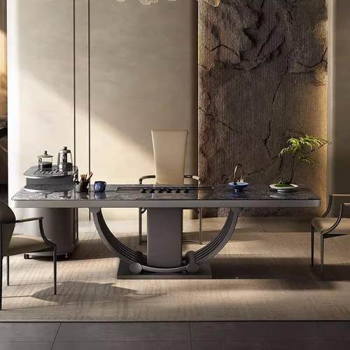 现代茶台岩板茶家桌椅轻奢设计师用办室茶桌极意式简NUN公简约泡