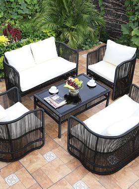 户代外休闲客桌椅别墅庭院花园厅现滕艺65535沙发桌椅组合室外简