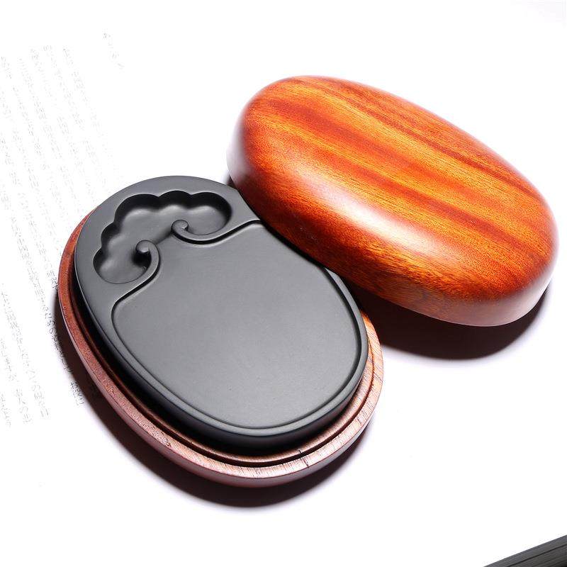 非歙砚/万事如意/老坑砚天然石书法绘原画磨墨遗黑龙4台尾端砚