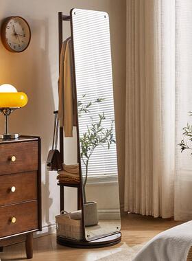 家实逸衣木客全身镜卧室试衣镜厅穿57643衣镜帽架镜子一体落地挂