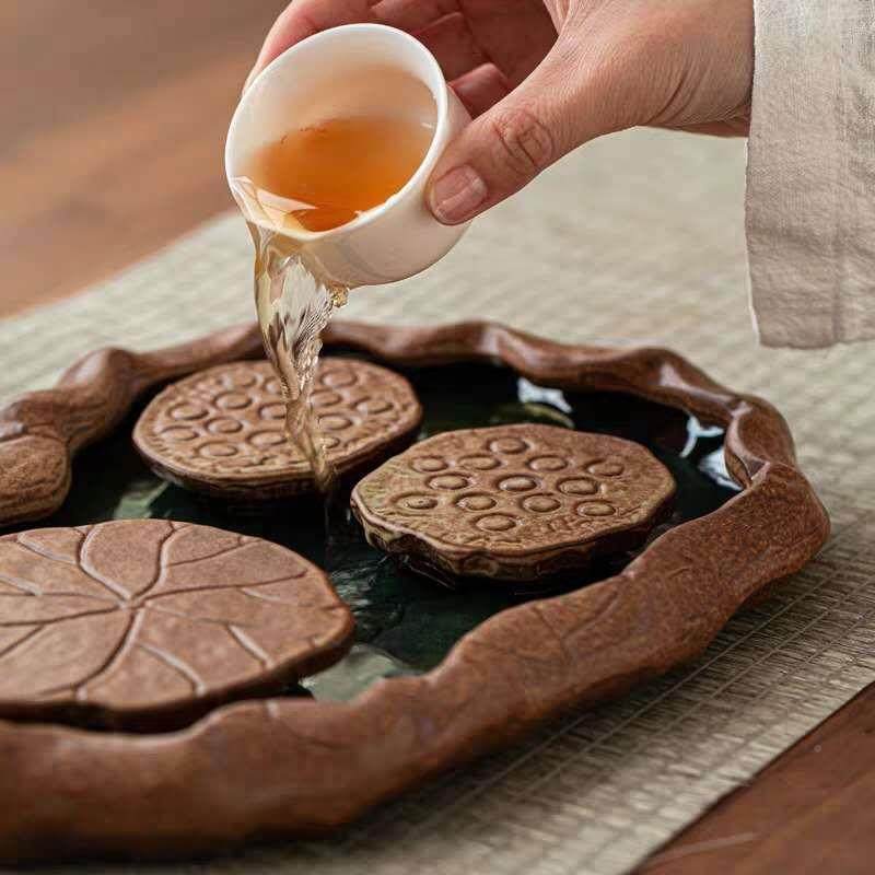 茶粗莲藕壶承陶蓄水壶承茶承干泡小茶小台家用盘石头储水日式型复