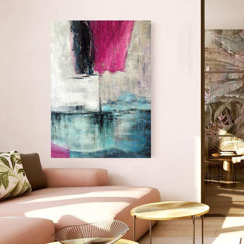 纯手绘油画客玄关过道立体肌理地装饰厅现挂画SH227大幅抽象代简