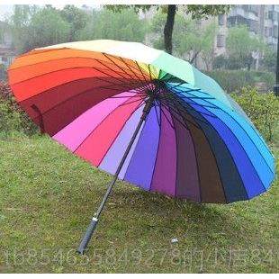 正品24人骨自动超l大弯彩虹伞免持16股晴雨伞抗风双钩长柄伞定ogo