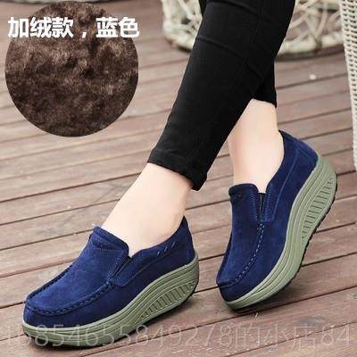 正品软底款摇摇鞋真皮2023春年厚底运动女鞋中老松糕鞋妈妈鞋健步