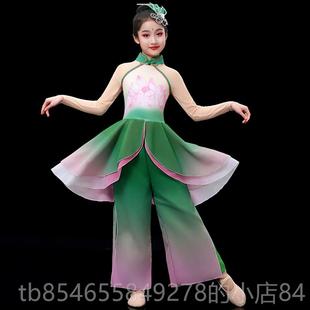 正品六套一演儿童古典舞出服飘逸伞舞荷花扇子舞装女童秧服歌舞蹈