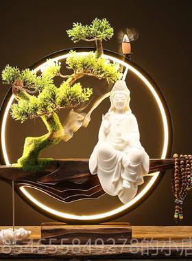 正品覆瓷古式陶品瓷工艺白观音菩萨自在中观音佛像家用玄关供奉摆