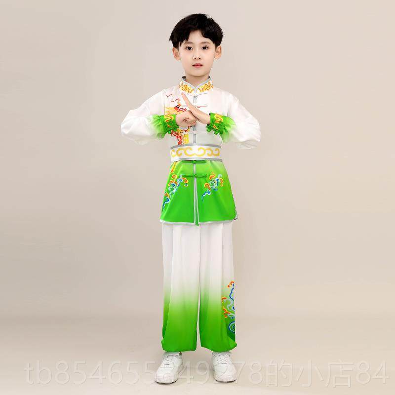 正品儿童武体术表表演服装中式渐变色检比赛武术演服装长极短袖太