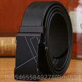 正品 带 带男裤 皮真皮自动扣休闲 腰中带年腰带男男头层牛皮青年裤