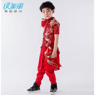 正品新款男童架子鼓演出服装儿童装模秀演出服爵士走舞特街舞舞蹈