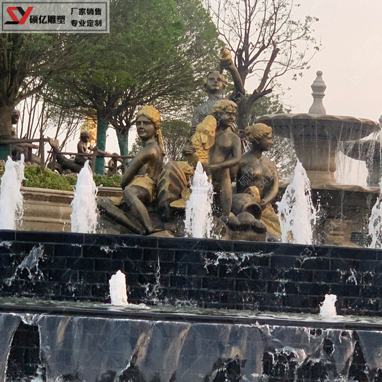 玻璃钢石雕动物喷泉花盆雕塑户外园林小区景观装饰摆件