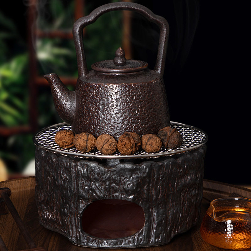 围炉煮茶明火炭烧仿木炉套装