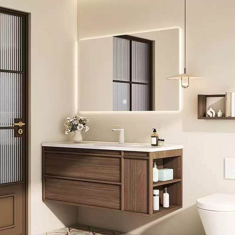 新款池能中古风陶瓷一体盆智卫实木浴室柜组合生间洗手脸盆170洗