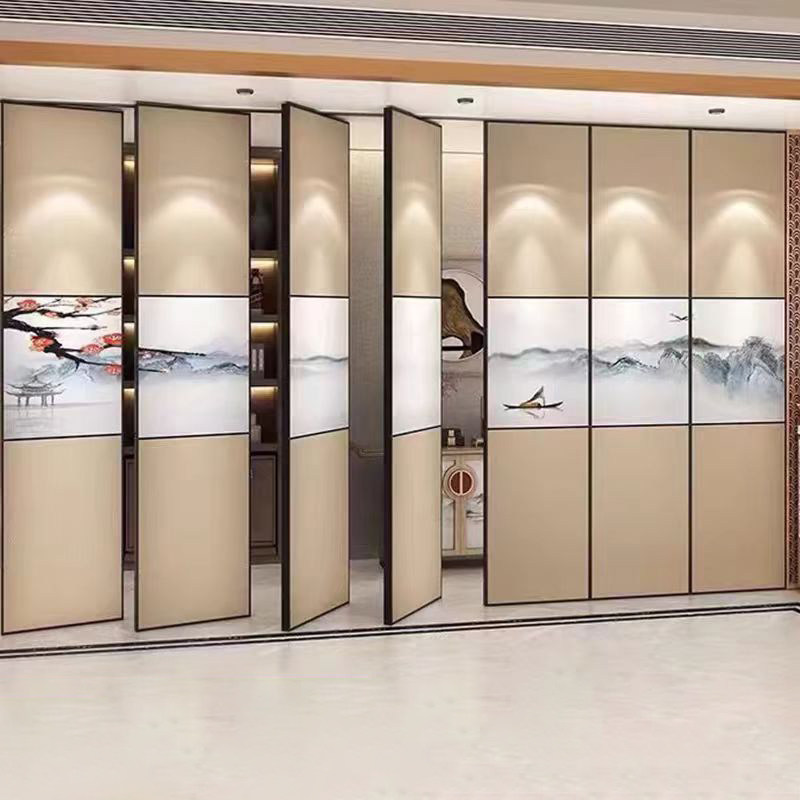 酒店隔断墙包间活动屏风吊轨式移门饭店包厢宴会厅移动隔音叠隔墙