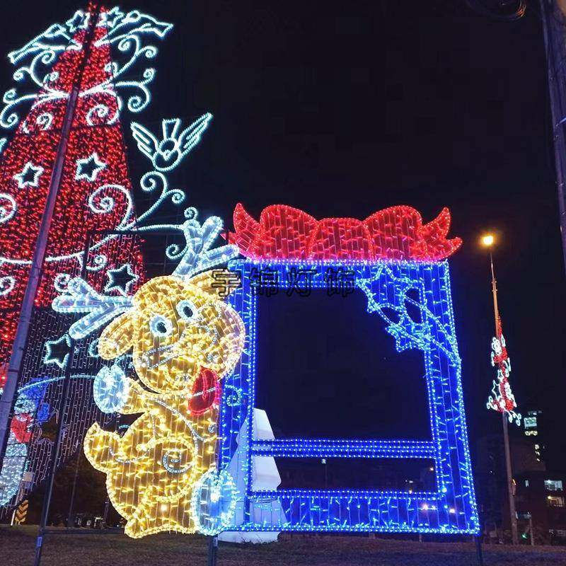LED圣诞过街灯相框LED跨街灯工程亮化节日装饰爱心图案景观造型灯