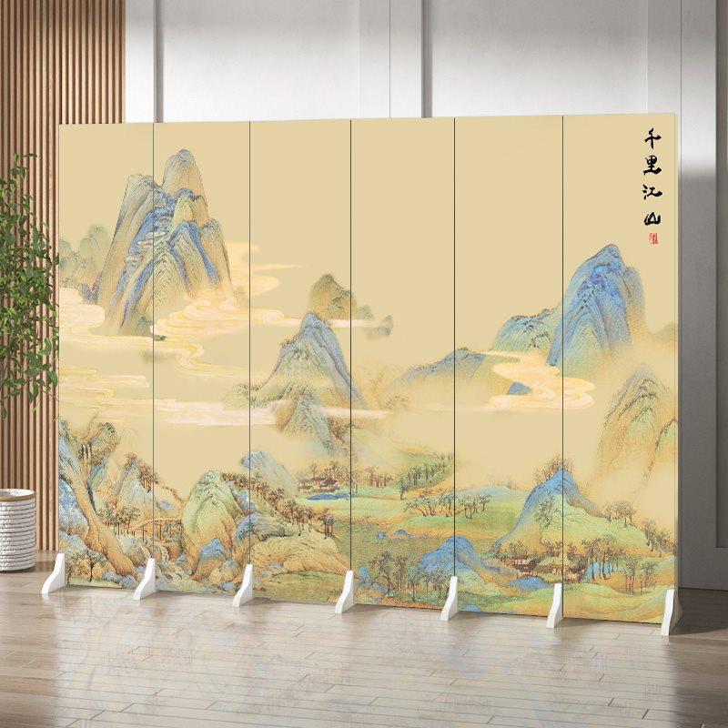 新中式屏风隔断客厅玄关房间遮挡入户简约布艺移动家用折叠座屏