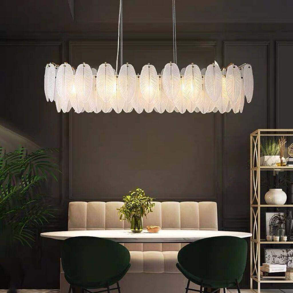 意式轻奢客厅主灯设计师款法式羽毛玻璃吊灯后现代简约卧室餐厅灯