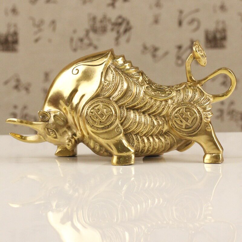 铜铜牛摆件金钱牛摆设金属工艺品十二生肖家居装饰品铜牛