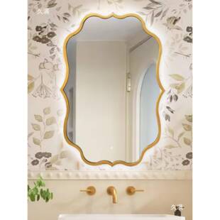 美中古梳妆台化妆镜轻简约卫生异形浴室间镜子796挂奢墙装 式 法式