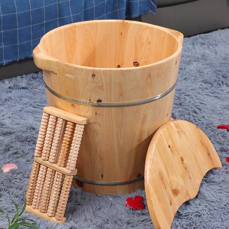 木质泡脚桶香柏木冬季洗脚盆足浴盆保温木盆家用加厚碳化泡脚木桶