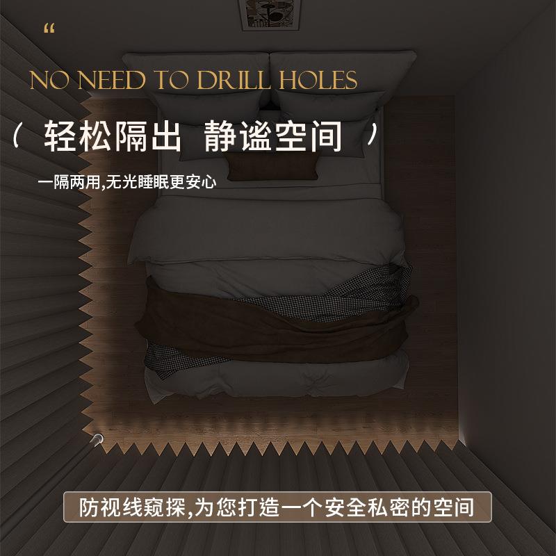 顶天立地隔断帘一房变两房客厅做房间分割围床位遮挡布帘折叠屏风