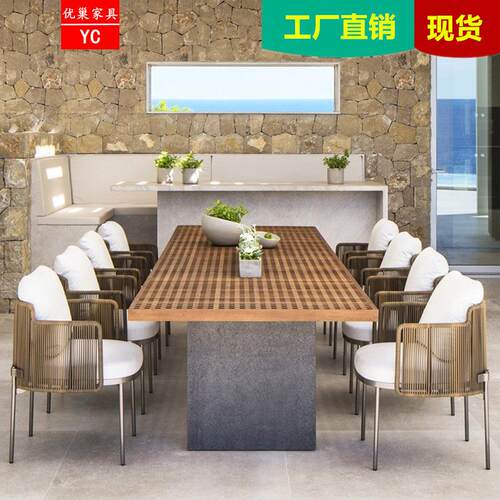 户外桌椅庭院露台藤编高档室外休闲花园藤椅别墅样板间售楼部家具