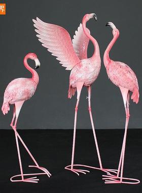 百界铁艺火烈鸟摆件花园庭院装饰动物森系婚礼摆件美陈橱窗布景