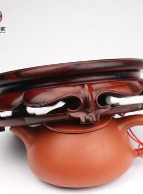 精红酸枝木底艺座可旋实转镂空紫品砂壶花瓶工品摆87034件木质底