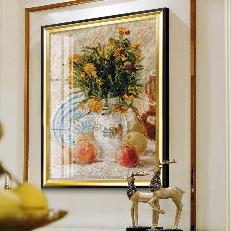 关高装饰画向葵美式玄油画梵大师画客厅简美日复古挂画轻93937奢