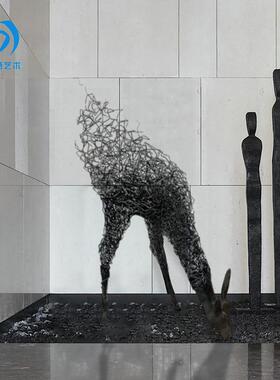 意铁艺镂鹿雕塑空大创堂售楼处展51818厅广场户外几园林摆件金属