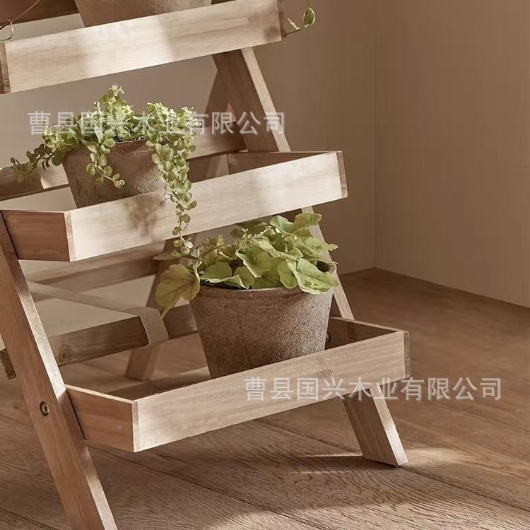 木质花盆架置地式厅摆阳件台内花架多肉植室客物架多层实木202551
