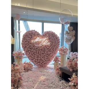 花婚场景置装饰爱心玫瑰布花墙卡情人10024569节网红打拍照假礼花
