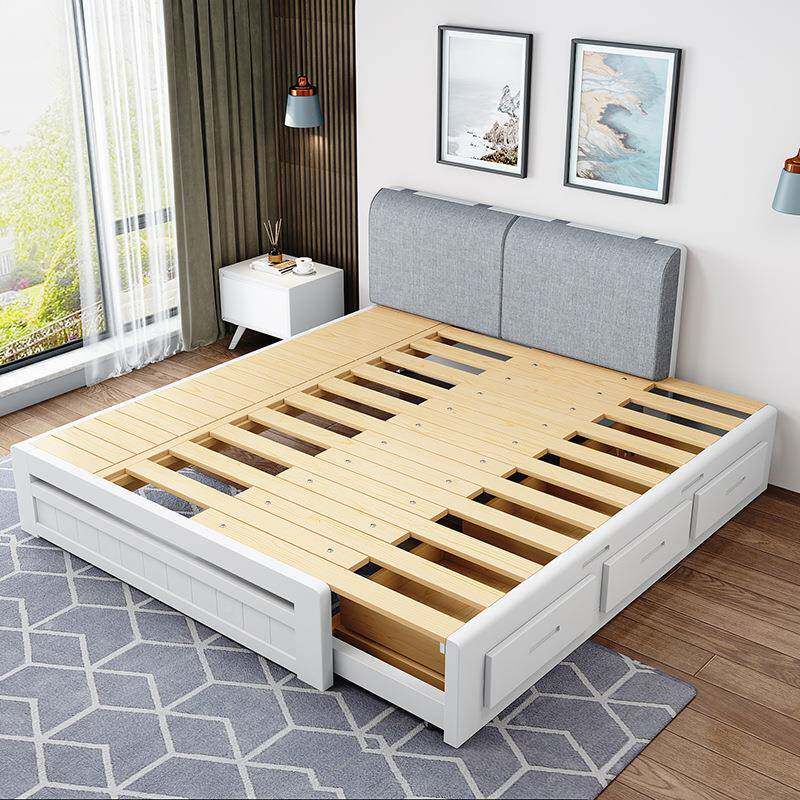 装现代简约全实缩木伸抽拼接拖小能户型多功卧室家具实木XR-40床