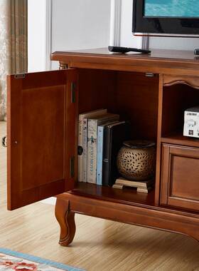 9L美式简全实木A电视柜卧室高款储物地式柜约欧影视R-2019B柜大小