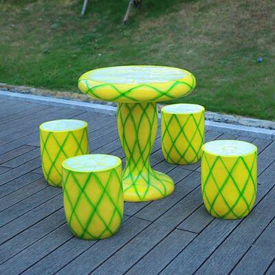 幼儿园创GHY蘑菇桌坐凳户意外玻璃钢休仿真足球摆件园林庭院闲椅