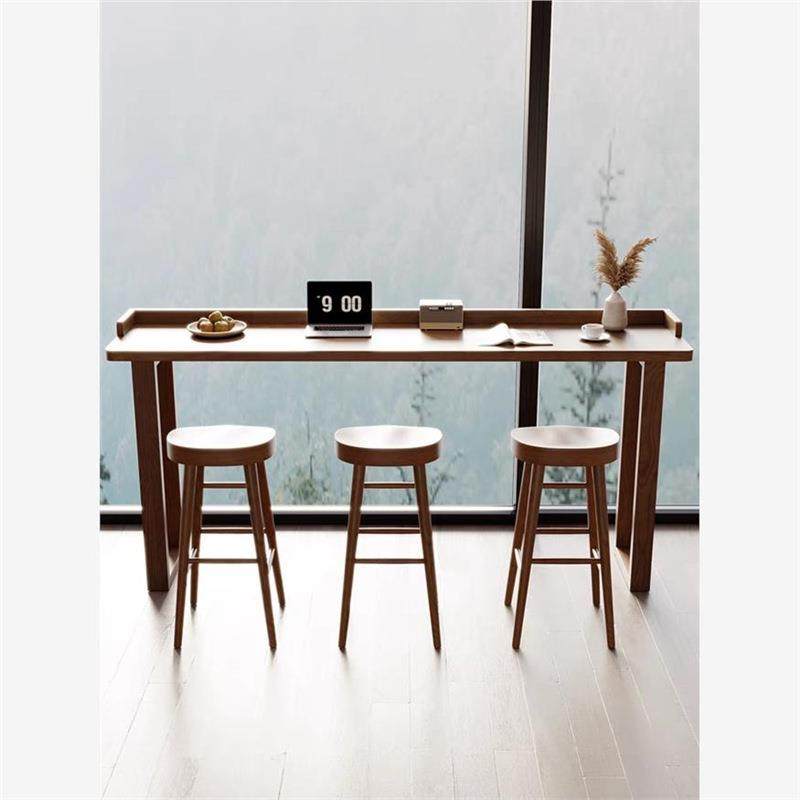实木桌吧台椅用原家色高156脚桌长条窄桌阳台木简约现代靠墙桌椅
