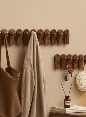 黑关桃实木质钢ENN键挂衣架墙壁挂墙上玄挂衣钩进门胡口琴衣帽衣