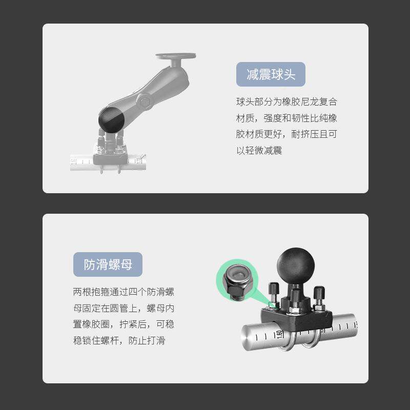 三防平板球头支架兼寸容1-31m圆管1.5英球头双mU型2螺栓抱箍LHT底