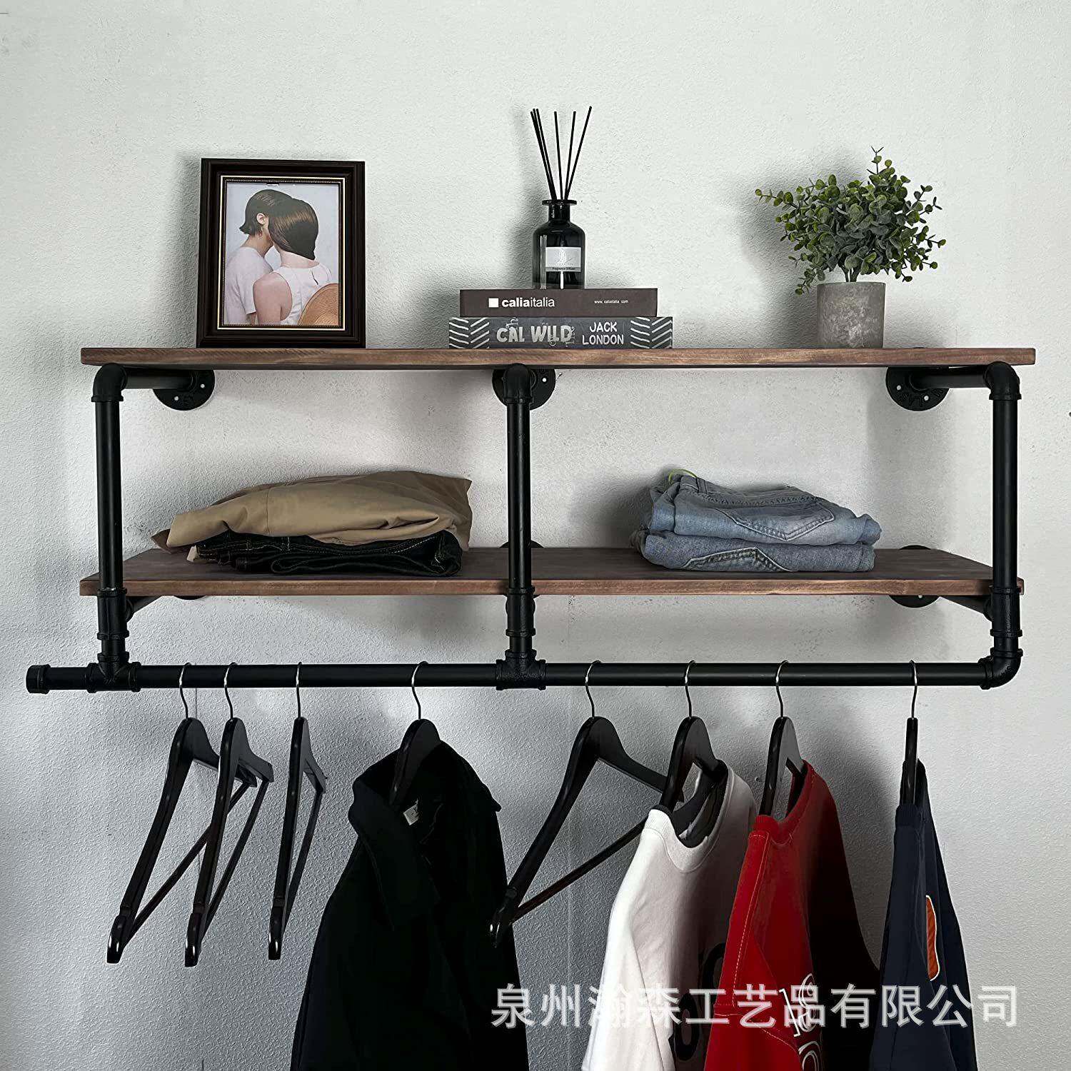 跨境服装示架壁业水管工风架子上墙GYSGJ230复古展挂挂衣架双层置