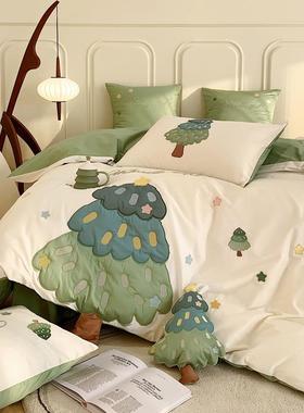 小清新22810卡S长绒棉纯棉四0件套儿童通棉被套床单床笠全床上用